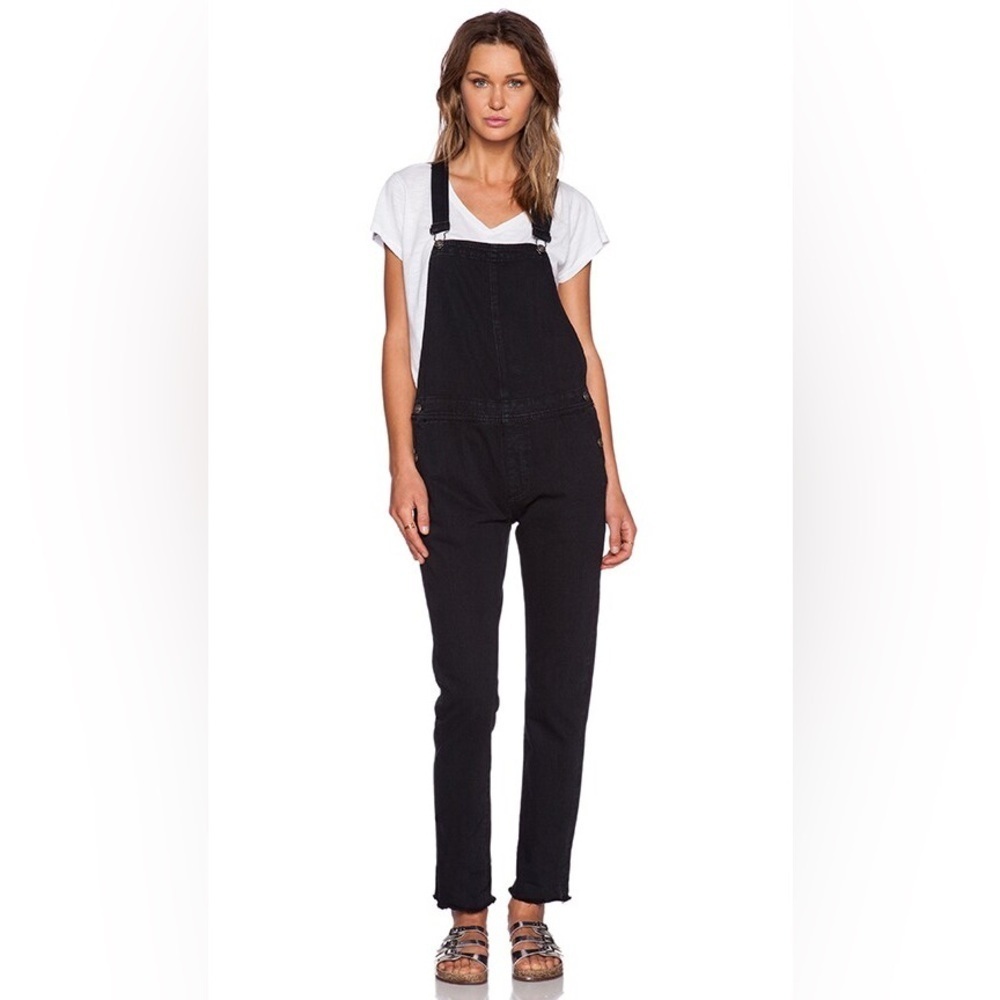 Neuw Sister Ray Overalls in Black 6 raw hem punk goth relaxed slouchy
